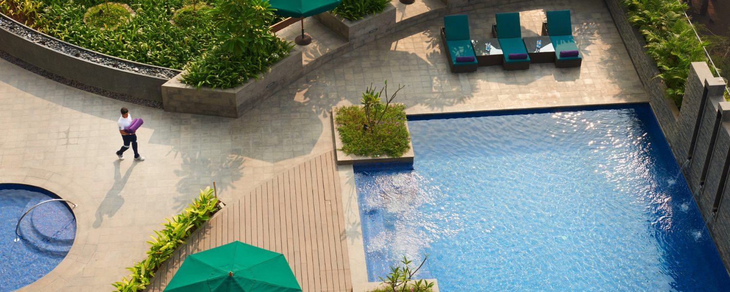 Outdoor pool at luxury hotel